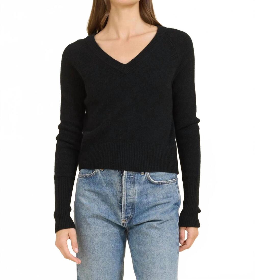 NEW ONE GREY DAY blakely cashmere v neck tee in black